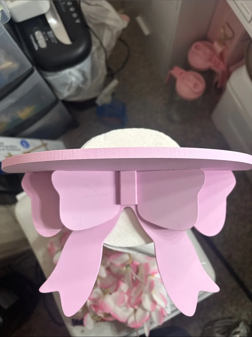 Pink Decorative Wooden Bow Accent Shelf